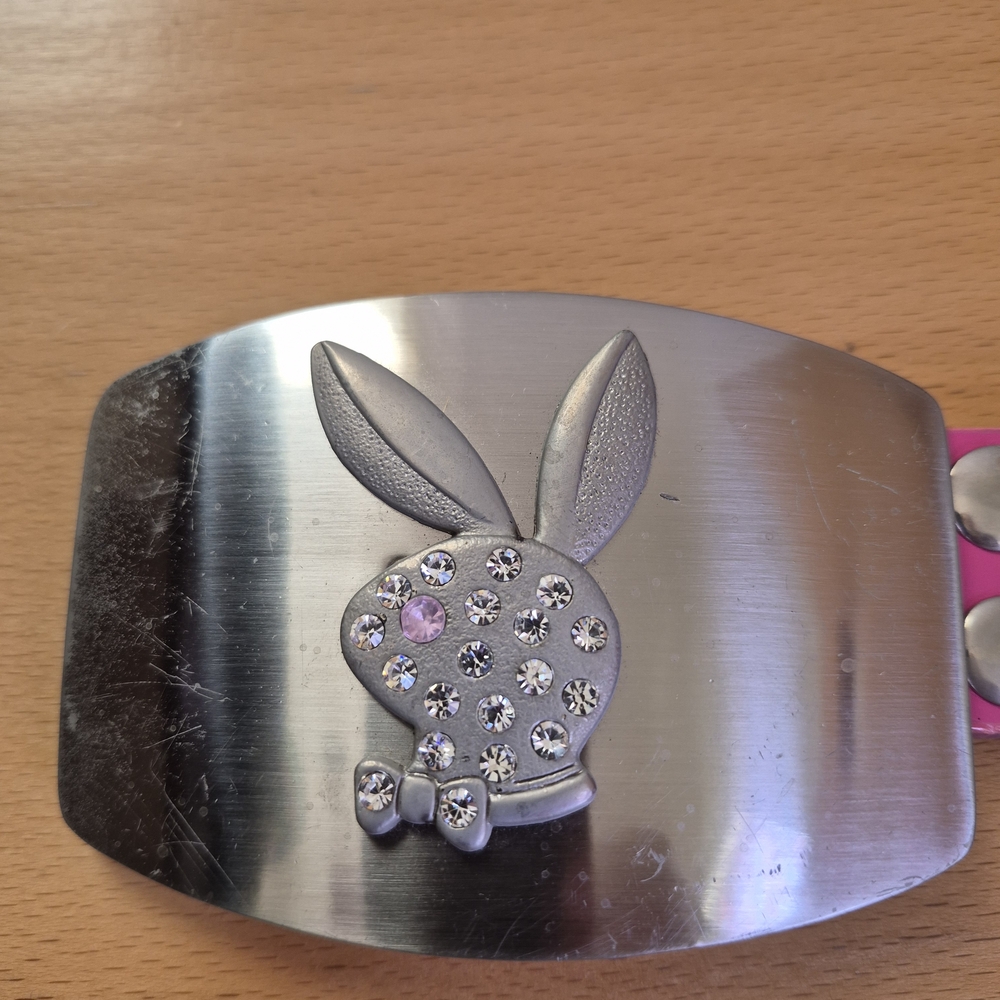 PLAYBOY Silver Belt with Crystal Bunny Design